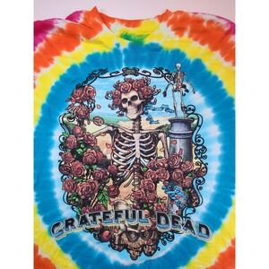 Grateful Dead Tie Dye Skeleton Roses Liquid Blue XL‎ T Shirt